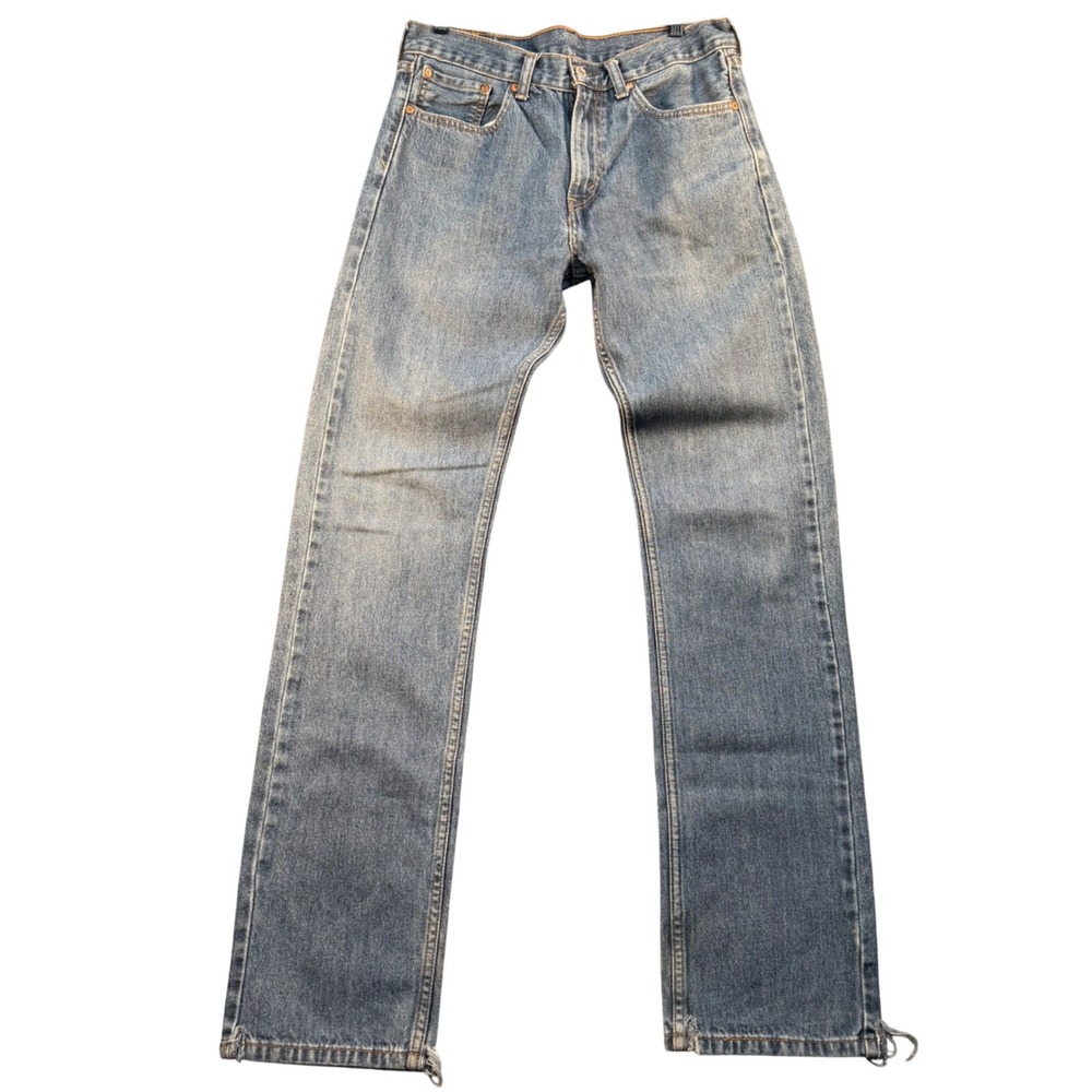 Levis 505 Straight Leg Jeans Mens 31x34 Medium Wash Blue Distressed Denim